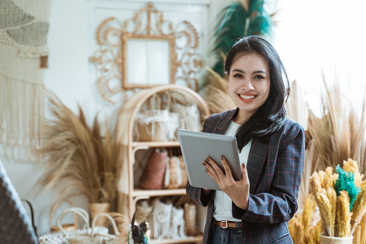 Attractive Asian Business Owner at Her Art and Craft Store